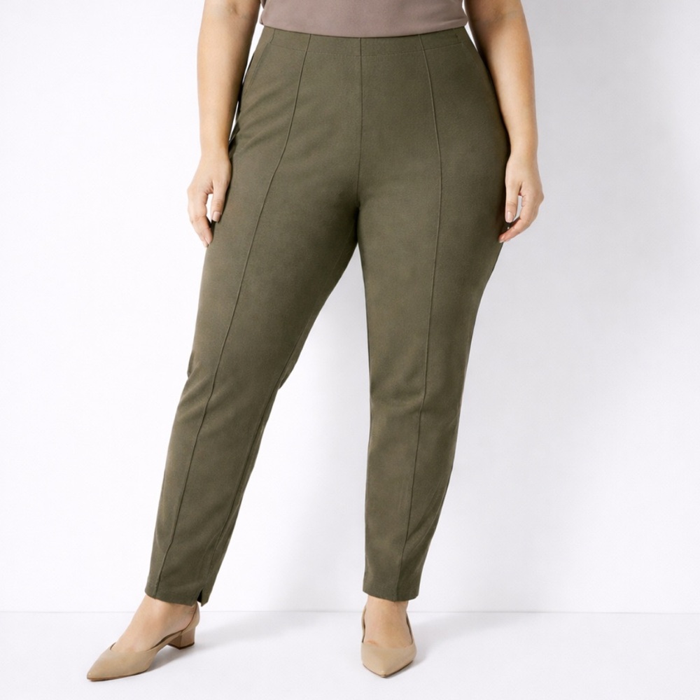 J. Jill Pants Ponte Slim Leg Pull On Olive Green 2X Front Seam Comfort